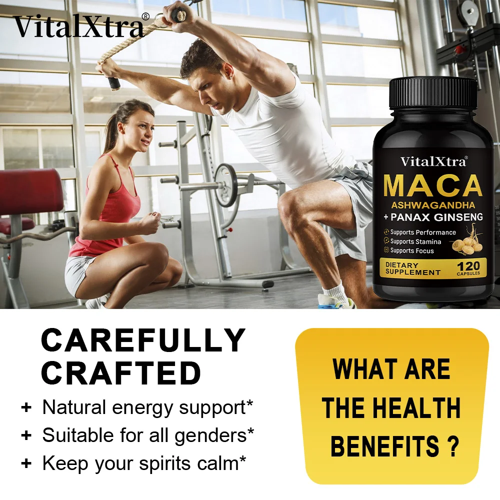 Maca Root Supplement - Improve Mood, Energy, Endurance, and Performance with Ashwagandha, Ginseng