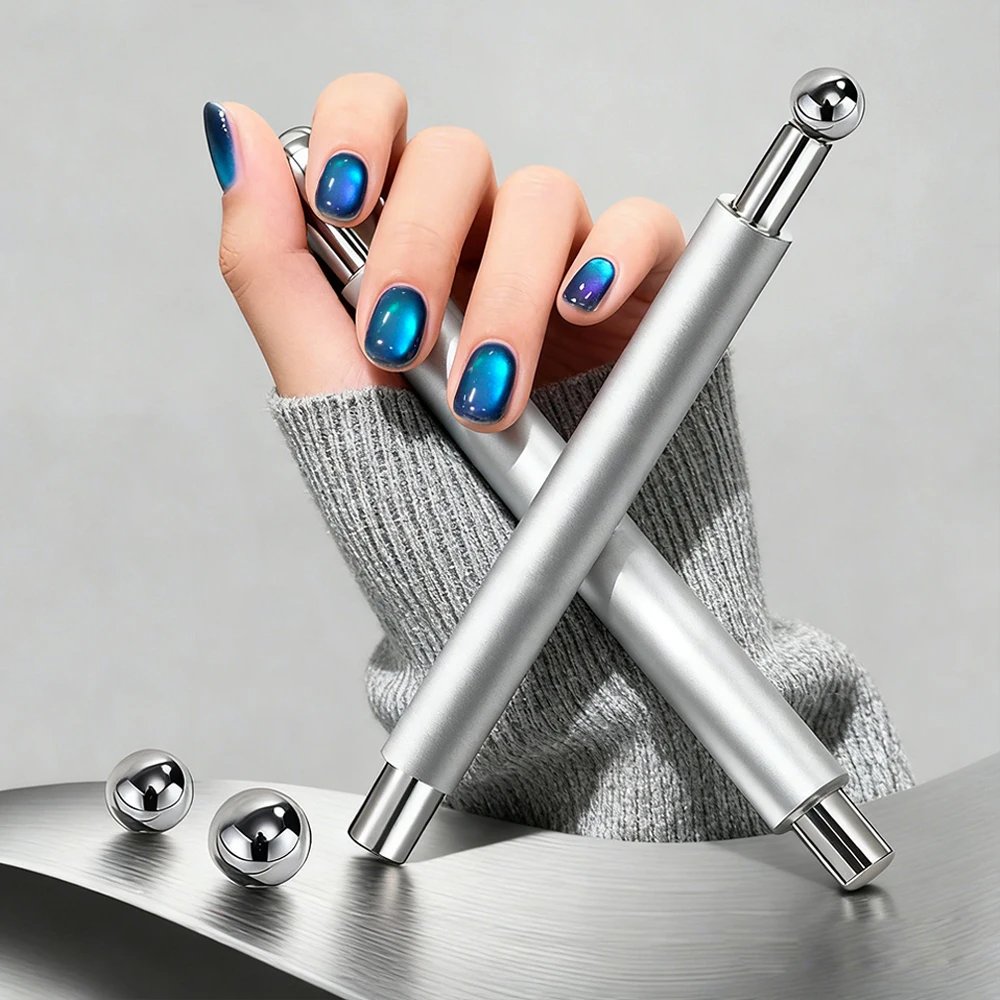  2 stücke Doppel Kopf + Runde Stahl Magnetische Kugel Cat Eye Nagel Magnet Stift Splitter/Rosa Starke Magnetische Stick für Cateye Nagel Gel Polnisch – Detail 1