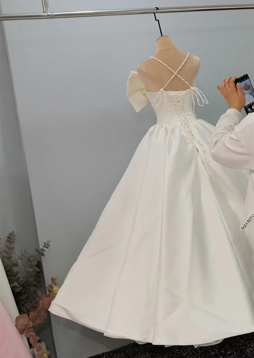 CloverBridal Free Customize robe de mariée Spaghetti Straps Bow Tie Wedding Dresses for Women 2022 Bride свадебное платье WW8307