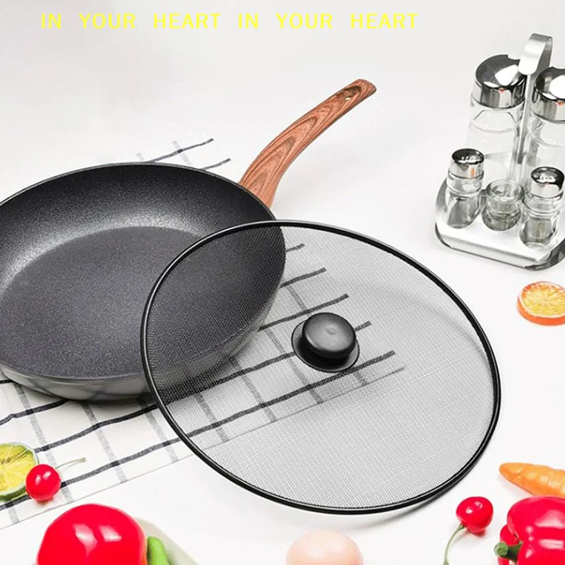 【X】Black Splatter Screen Anti Grease Frying Pan Oil Splash Guard Lid Fine Mesh Splash Guard Cover Lid Kitchen Tools
