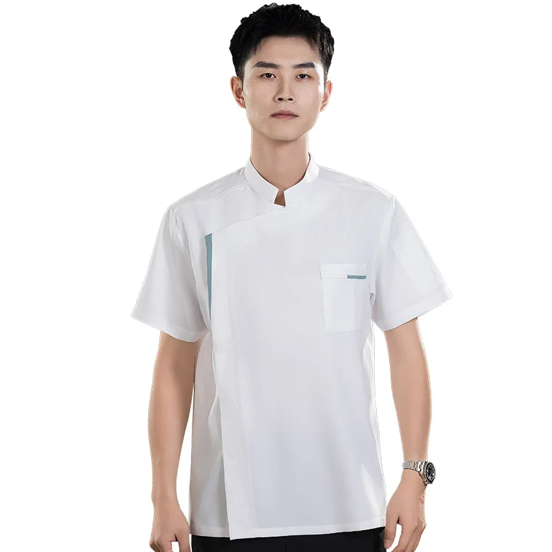 Veste de Chef d'été, vêtements de travail à manches courtes, Restaurant occidental, restauration, hôtel, cuisine, gâteau, cantine, boulanger, manteau de Chef fin