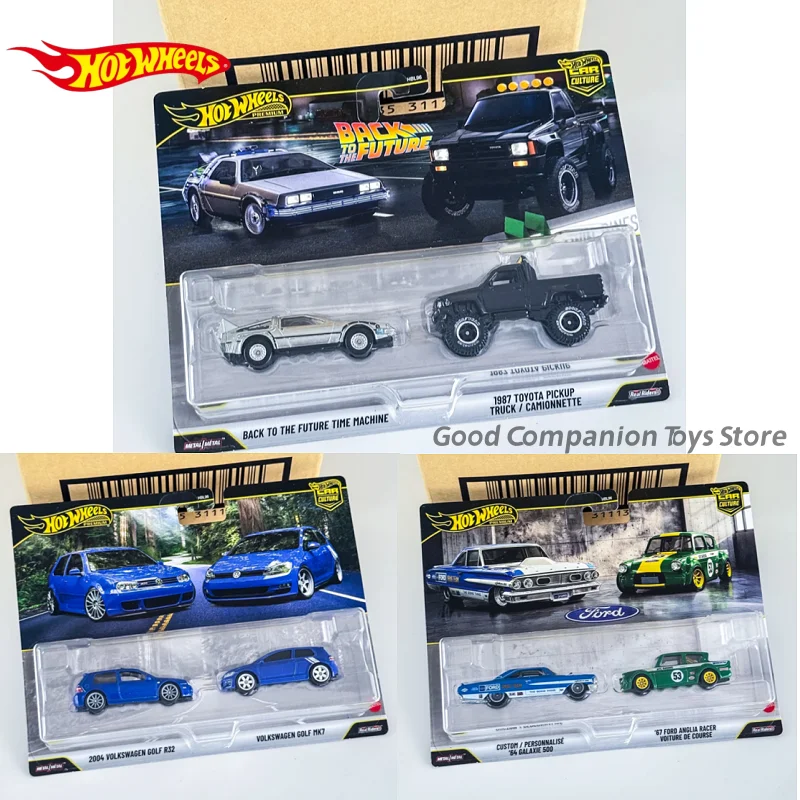 

Original Hot Wheels Car Culture Dual Car Set BACK TO THE FUTURE VOLKSWAGEN GOLF HBL96 1:64 Scale Alloy Model Premium Diecast