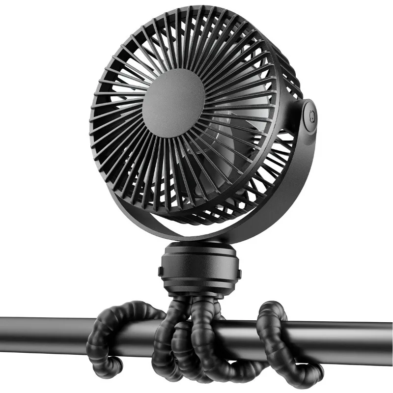 

Battery Operated Small Clip on Fan, Detachable 3 Speed Rechargeable 360° Rotate Flexible Tripod Cooling Fan for Car Seat Crib