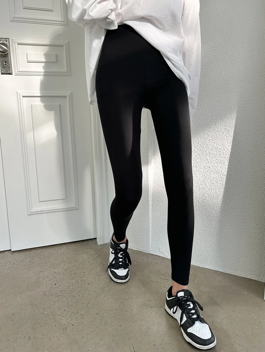DAZY Solid Elastic Waist Leggings Fall Tights
