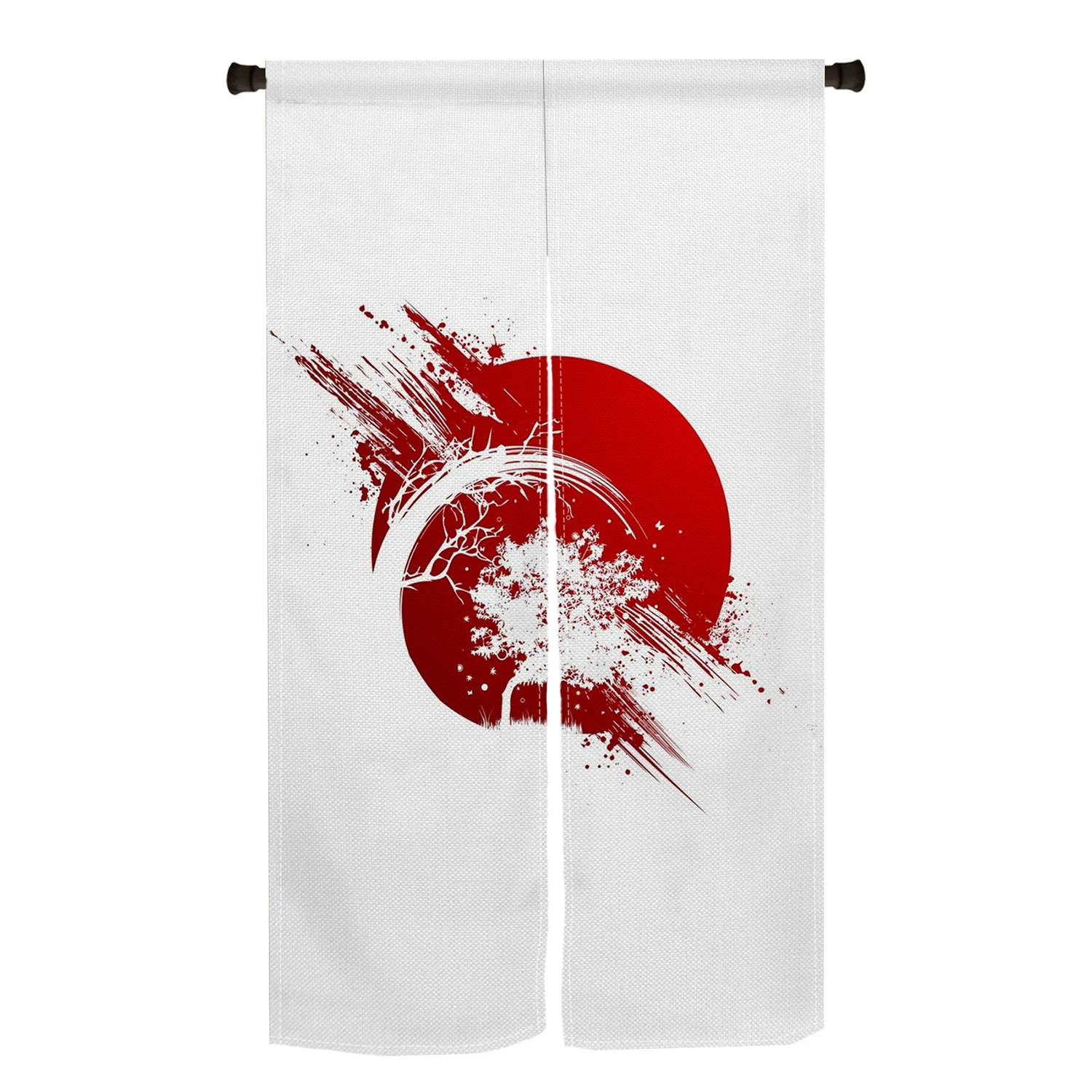 Japanese Noren Curtain Ink Plum Bird Sunset Ukiyo-e Kitchen Living Room Partition Door Curtain Entryway Hanging Opaque Curtains