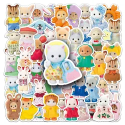 50pcs Sylvanian Families Cartoon Animation Stickers Suitcase Water Cup Car Scooter Laptop Refrigerator Decoration Stickers