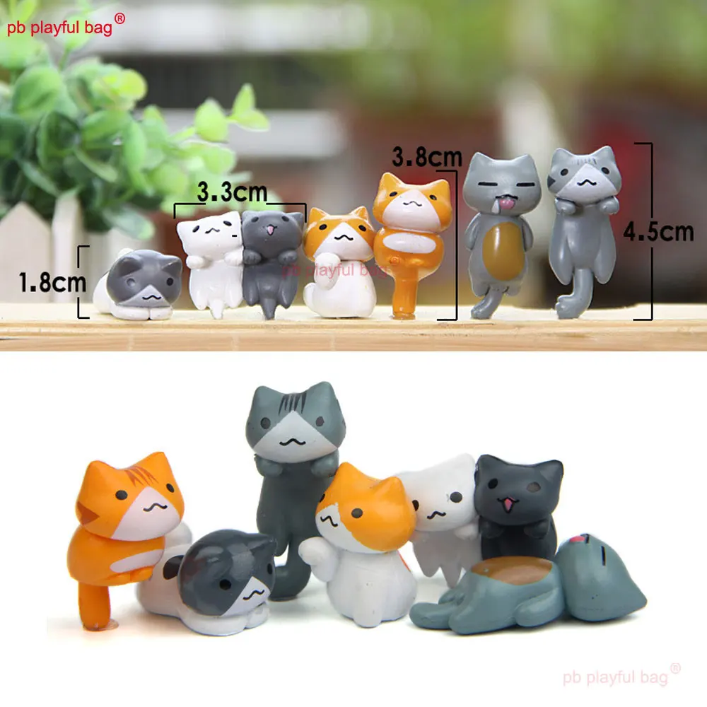 6 개/대 귀여운 일본 고양이 액션 그림 DIY 마이크로 풍경 분재 장식품 Kawaii 인형 어린이 장난감 선물 행운의 고양이 ZG345