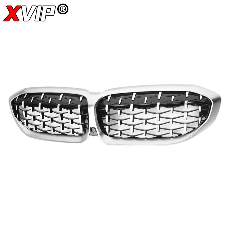 XVIP Front Bumper Kidney Grill Diamonds Style Grille For BMW 3-Series G20 G21 2019-2022 318i 320i 320d 330i 340i 340d M Sport view 3