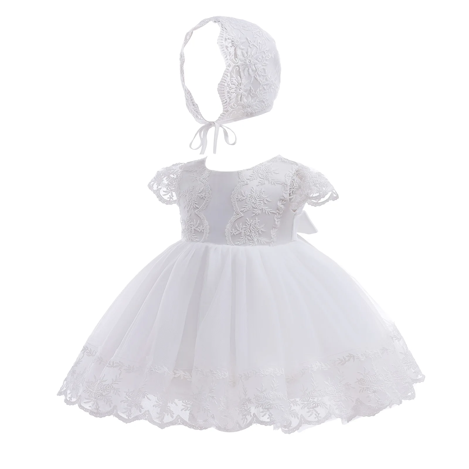 Baby Baptism Dress for Girl Ball Gown Embroidery Princess Dresses Newborns Clothes with Hat 0 1 2 Years