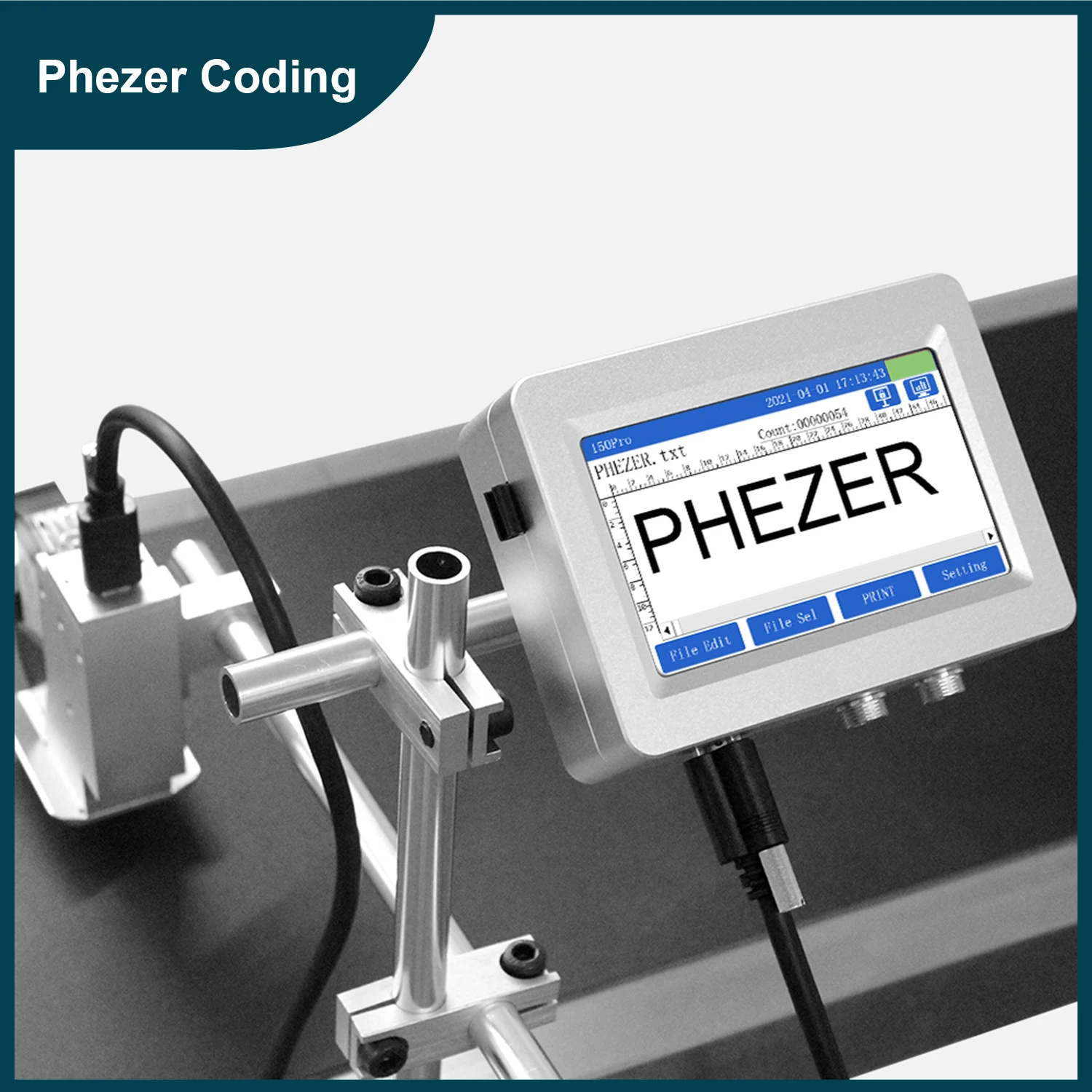 Phezer Online Inkjet Printer 12.7 mm 25.4 mm Px1s Dw-max Impressora de Etiquetas Computador Tij qr Bar Código do Lote Data Número Logotipo Data de Expiração