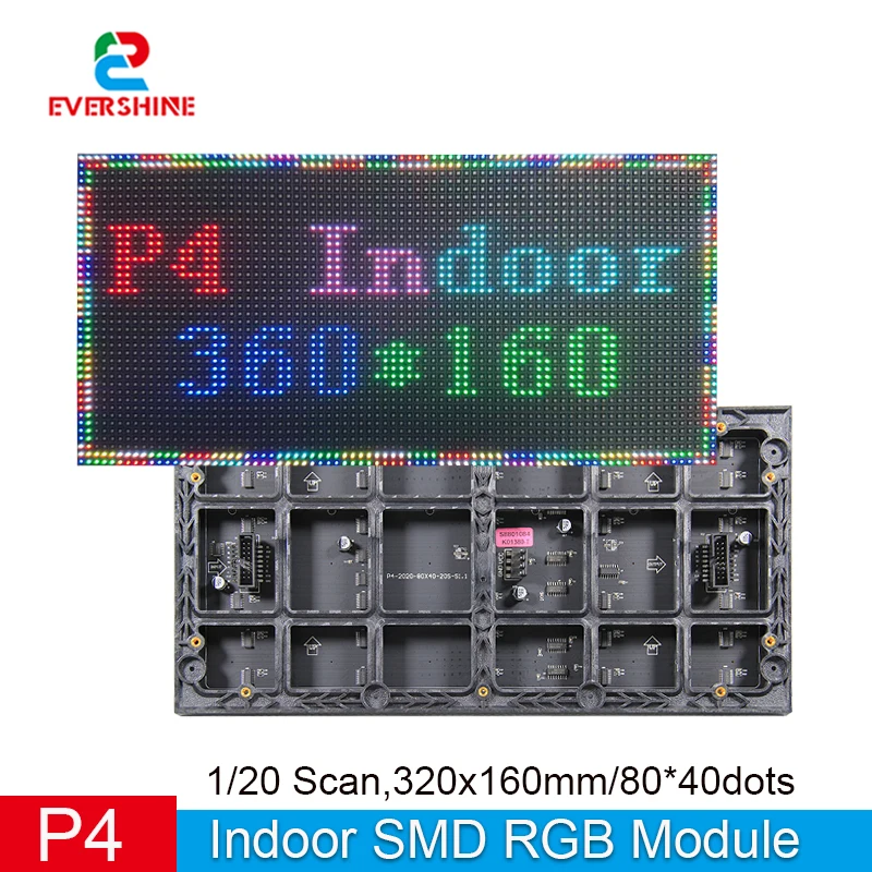 P4 Indoor SMD RGB LED Module 320x160mm 80*40 Dots 1/20 Scan Full Color LED Display Panel Indoor Advertising Video Wall Screen