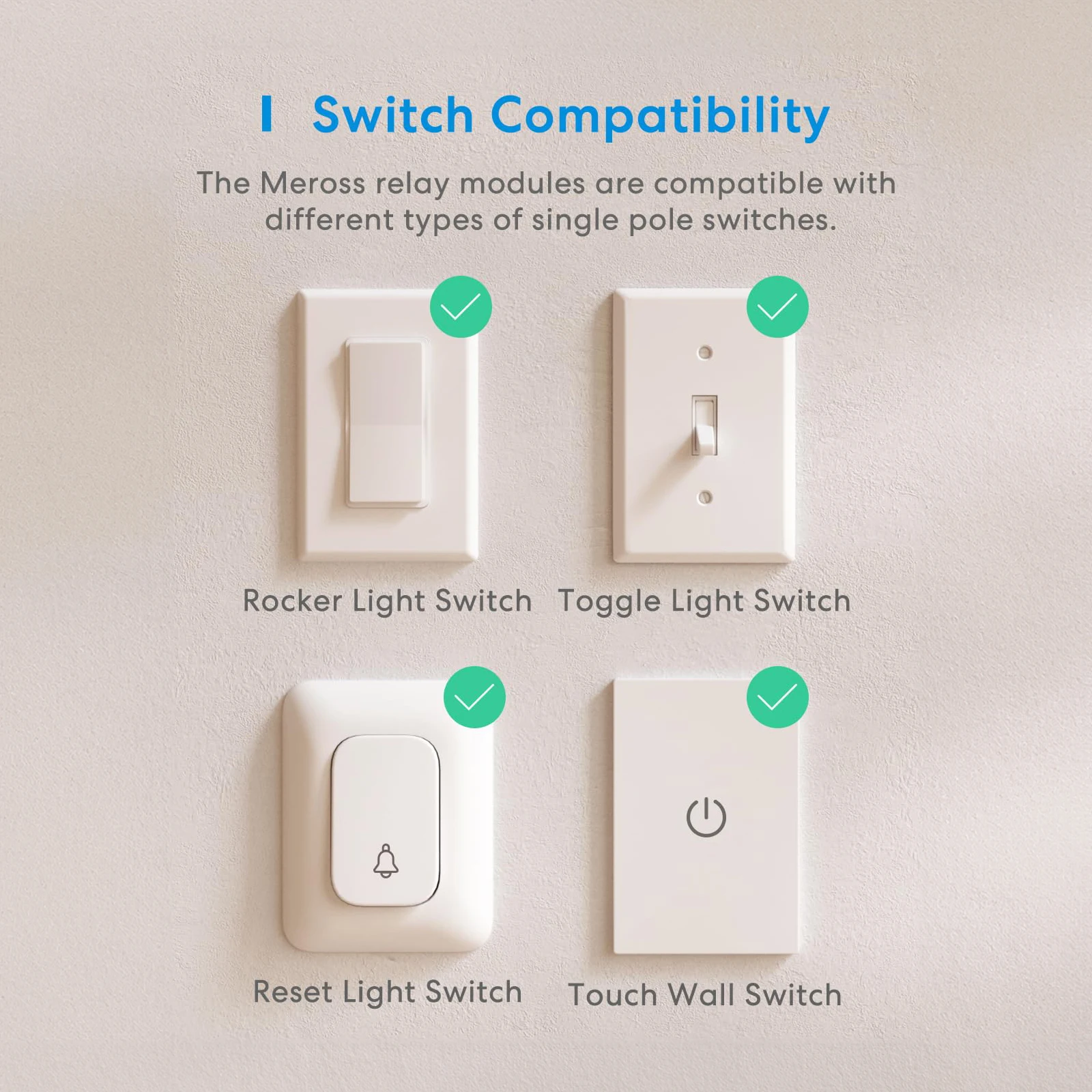 Meross HomeKit WiFi Smart Switch Module 1 Gang 1 Way DIY Light Switch For Apple HomeKit Siri Alexa Google Home SmartThings