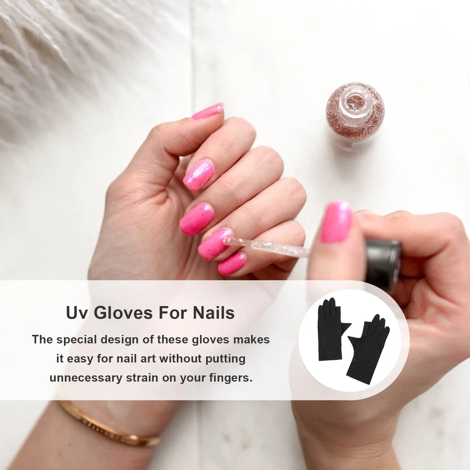 

Ipetboom UV Gloves for Women 4 Pairs Fingerless Manicure Gloves for Gel Nail Art Men and Women