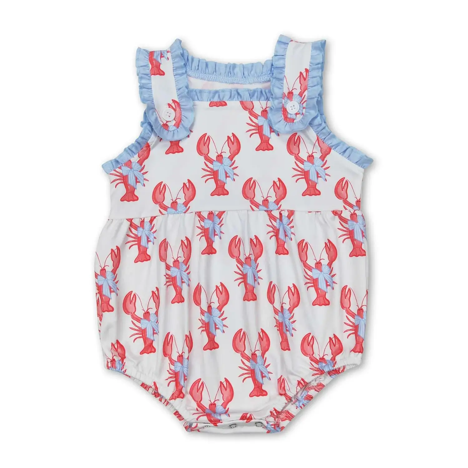 

Комбинезон без рукавов с рюшами и бантом для маленьких девочек и бретелями, повседневный наряд с дизайном раков для маленьких девочек