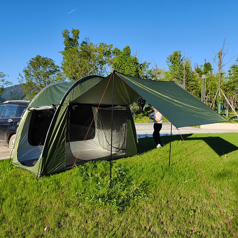 

Car Back Tent with a Shade Canopy, SUV Camping Tents for 4 Person, 2 Layer Doors with Mesh