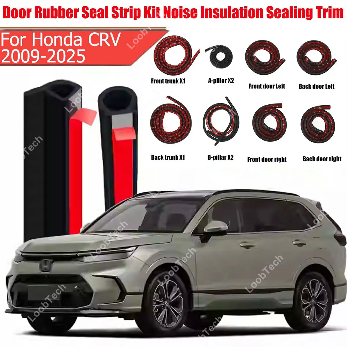 

Комплект уплотнительных лент для дверей, резиновые уплотнители от сквозняков и шума для Honda CRV, самоклеящиеся звукоизоляционные ленты для дверей и крышки двигателя