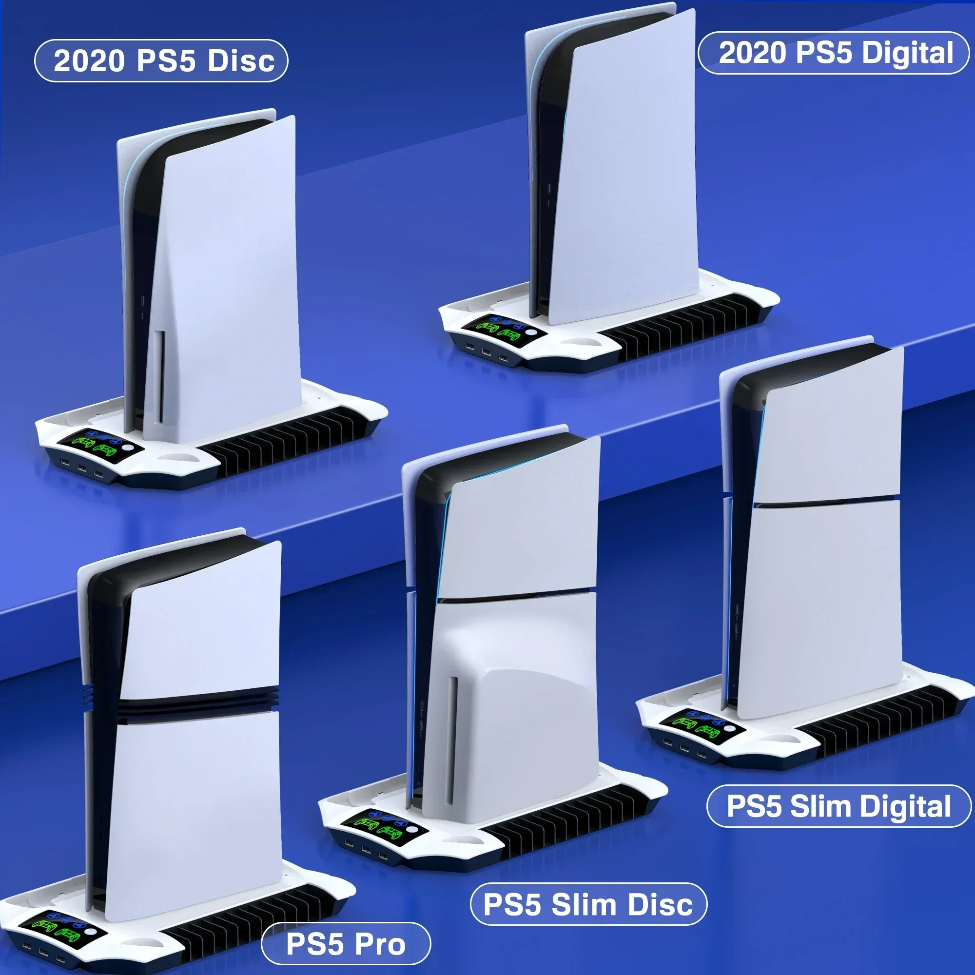 BEBONCOOL S6000 for PS5/PS5 Pro/PS5 Slim Vertical Stand Led Cooling Controller Charging Dock for Sony Playstation 5 Disc/Digital view 3