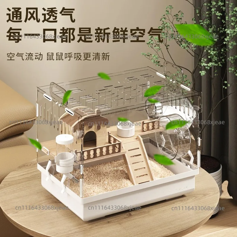 Acrylic  Cage Transparent Rodent Habitat Cage with Accessories Luxury Villa for Syrian Dwarf Gerbil Mouse Enclosure Tank