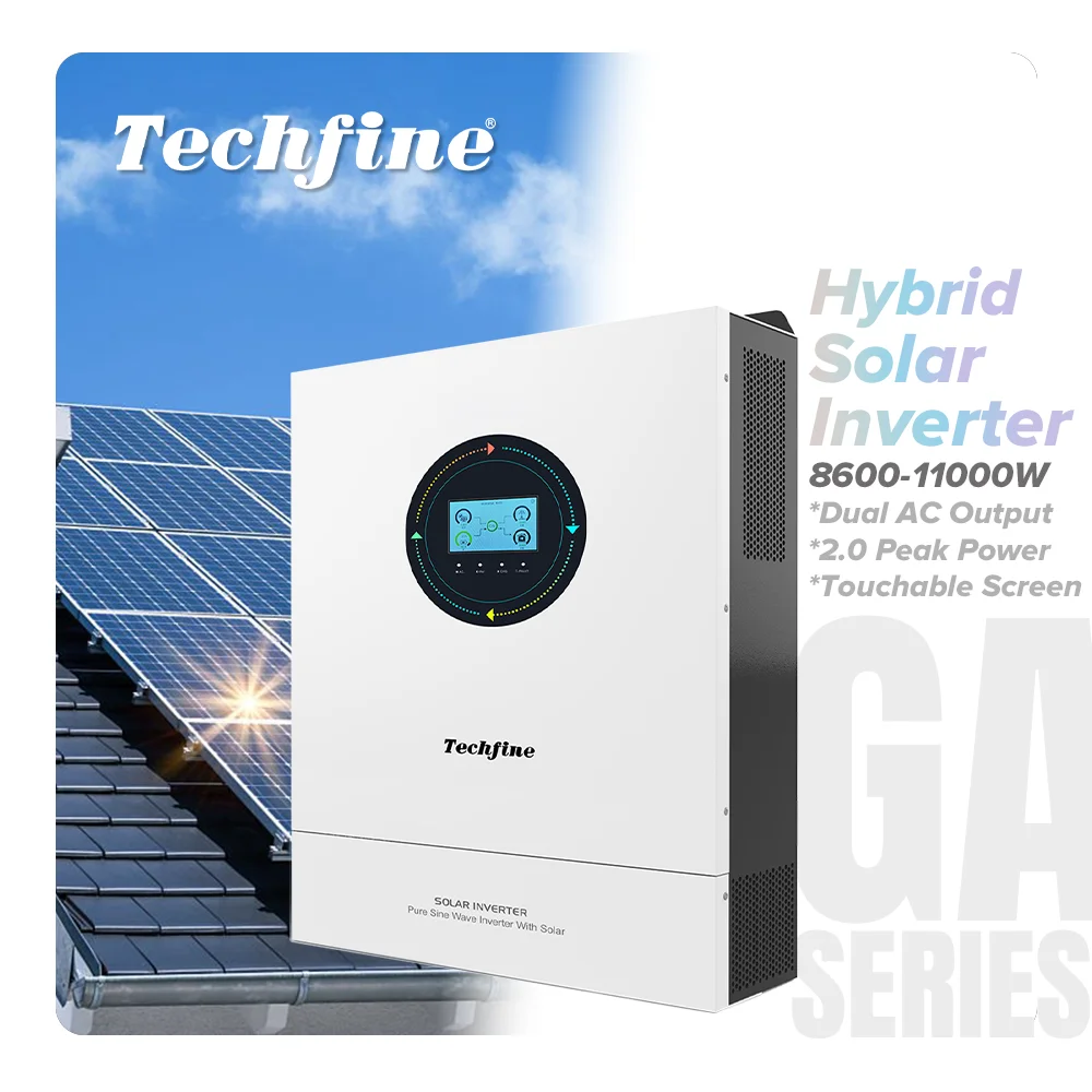Dual AC Output 8kw 8.6kw 10kw 11kw on off Grid Hybrid Solar Inverter Dual MPPT String with Touchable Colorful Display