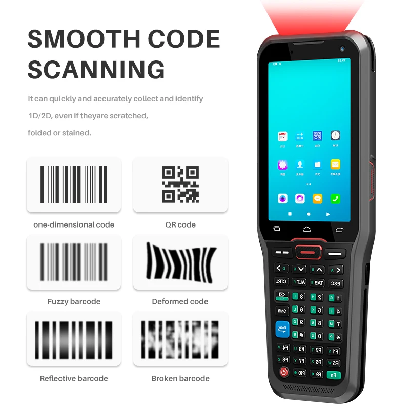 

PDA POS Data Terminal Handheld PDA Android PDA 4-дюймовый сканер штрих-кодов для склада, логистики, супермаркета, сканер пистолета, считыватель кодов