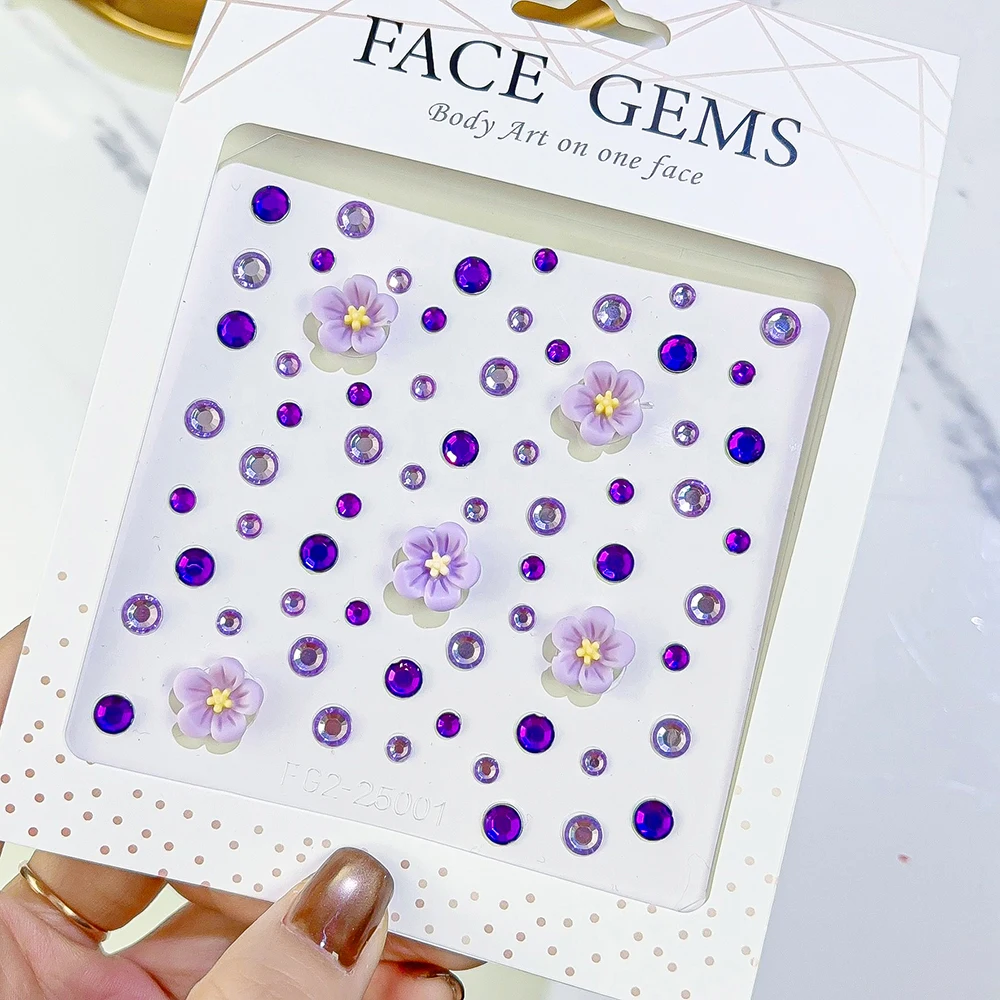 1 Blatt 3D verträumte Muschelperlen Edelsteine Gesichtsaufkleber funkelnde Meerjungfrau Diamant temporäre Tattoos DIY Körperkunst Bühnen-Make-up Strass – Detail 2