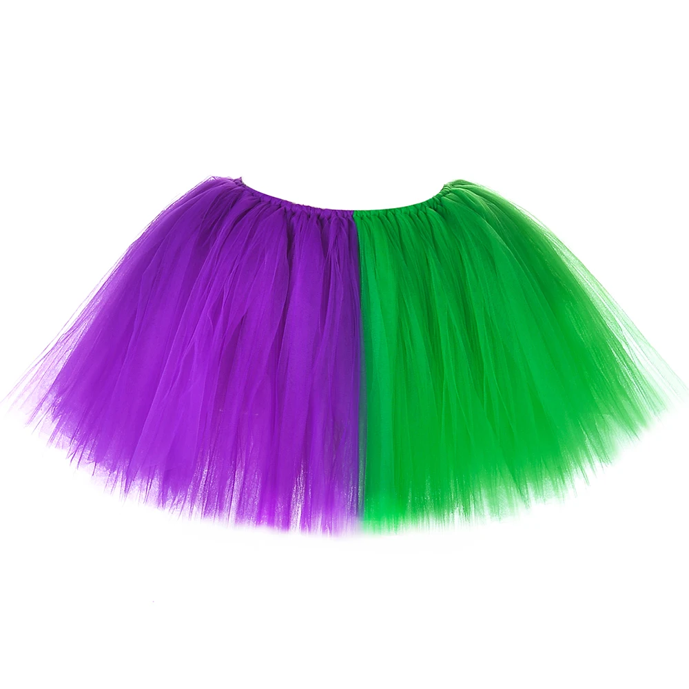 Saias Joker Tutu para bebês, bastão, palhaço malvado, cosplay, traje de Halloween infantil, roupas fofas, mini saia de tule, verde, roxo