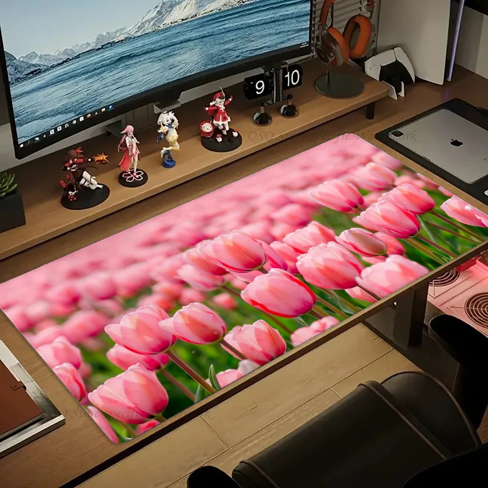 Tulip Flowers Mousepad Mouse Mat Desk Mat With Pad Gaming Accessories Prime Gaming XXL Keyboard Pad Padding Mat