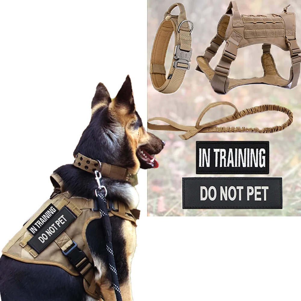 Large Military Tactical Dog Harness K9 Service Dog Vest Collar Leash Set Pet German Shepherd For Medium And Large Training