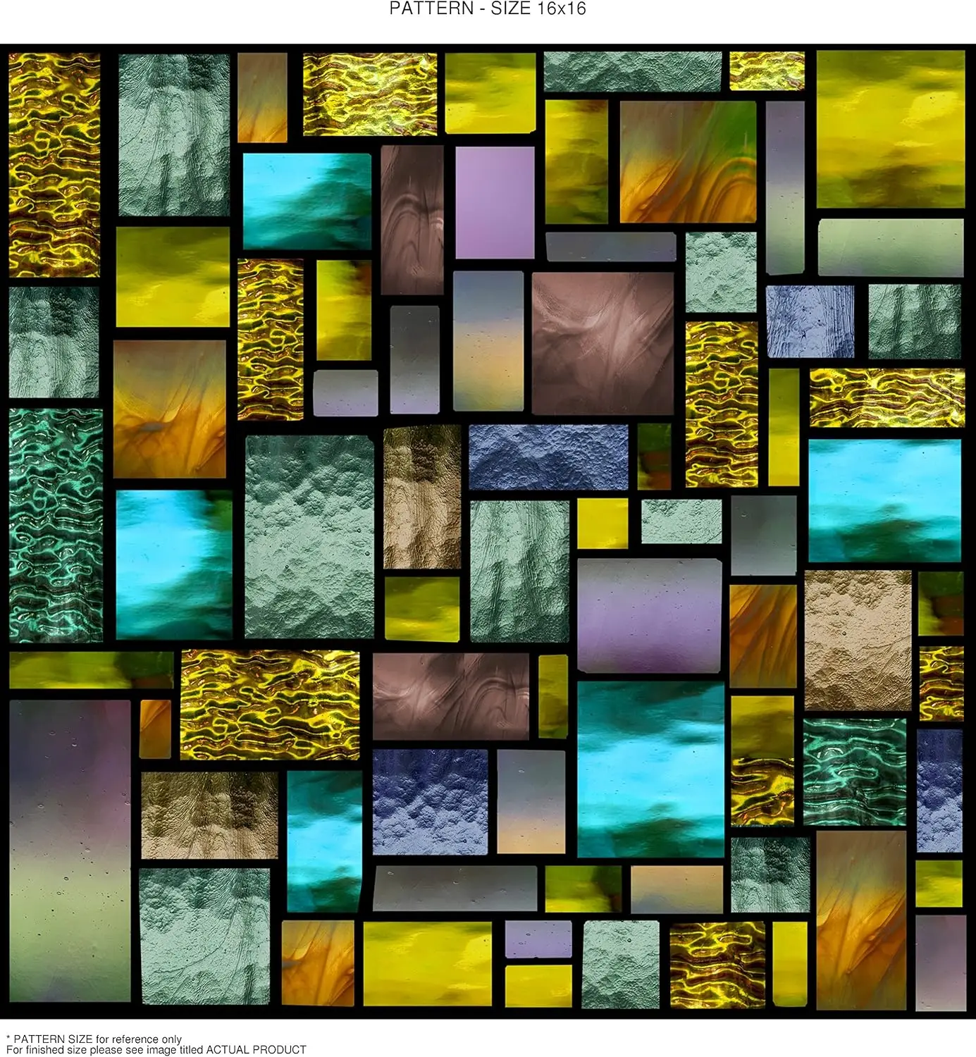 

Декоративная статическая пленка для окон 24x24 с геометрическим узором под витраж для защиты от УФ-излучения и экономии энергии