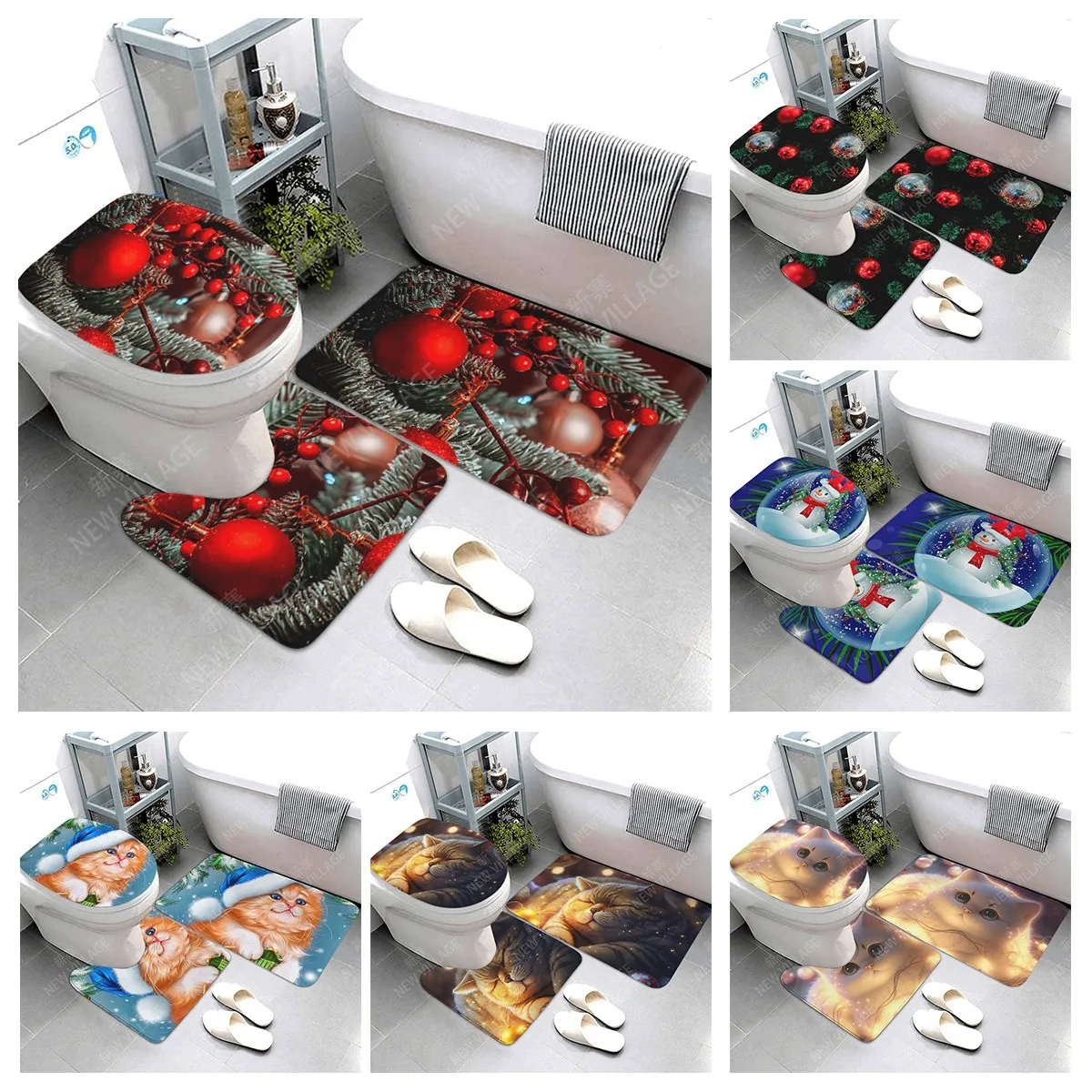 home bathroom floor mats Christmas animals Bath Foot mat modern bathroom accessories rug Toilet mat Bathtub anti-slip carpet