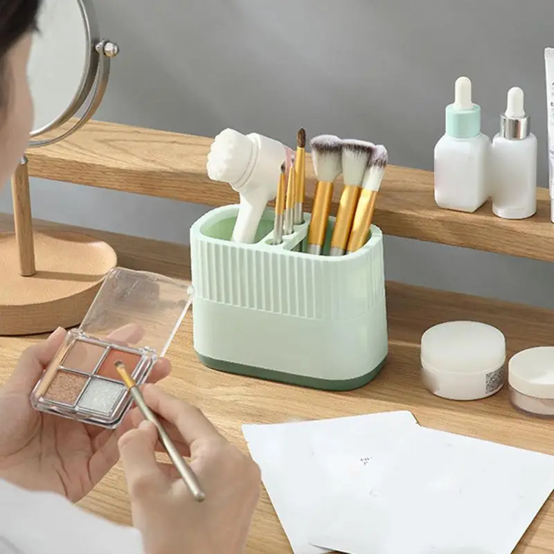 

Настольный органайзер для ручек с 2 отделениями, держатель для кистей для макияжа, органайзер, канцелярский держатель, коробка для хранения художественных принадлежностей для школы и дома