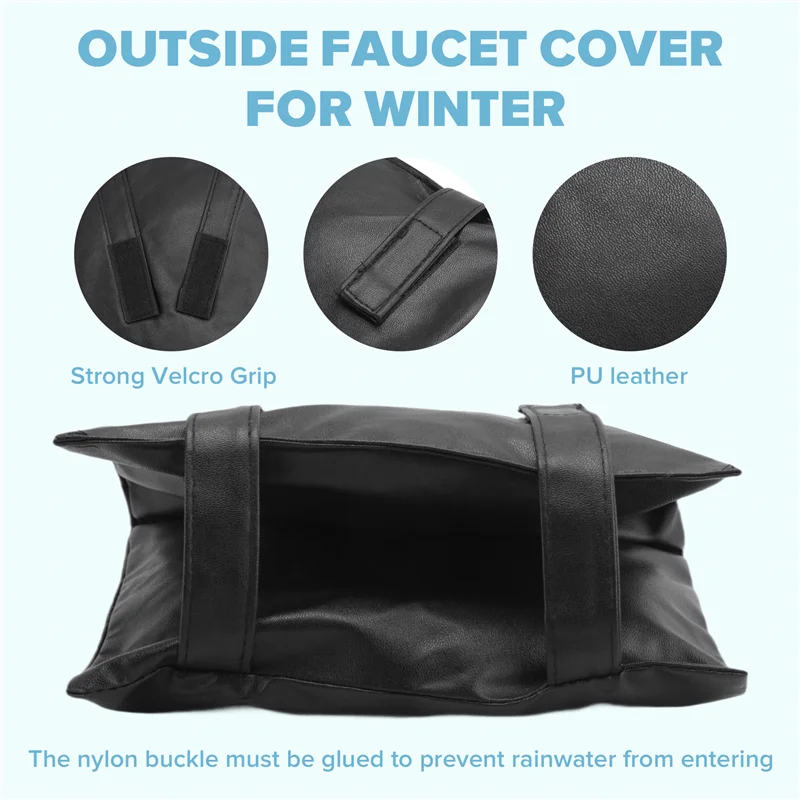 F-3C معزول خارج غطاء الصنبور الشتاء الصقيع حامي الطقس سترة صنبور غطاء جلد أسود