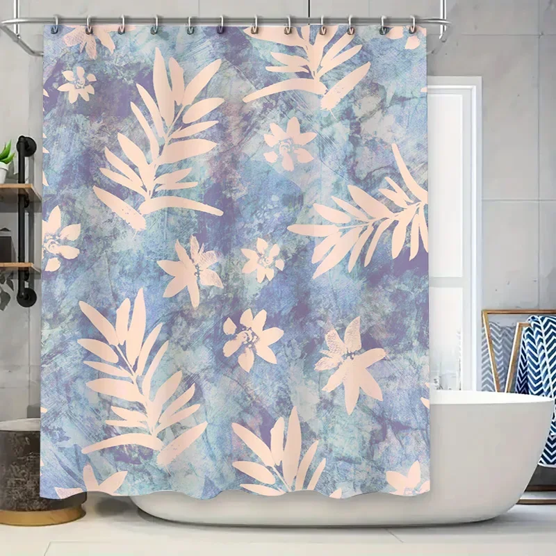 

Purple Floral Shower Curtain Polyester Fabric Printing Waterproof Bath Decoration for Home Bathroom Decorations
