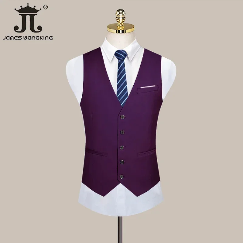 High-end Brand Boutique Fashion Formal Solid Color Business Office Suit Vest Groom Wedding Dress Party Male Waistcoat