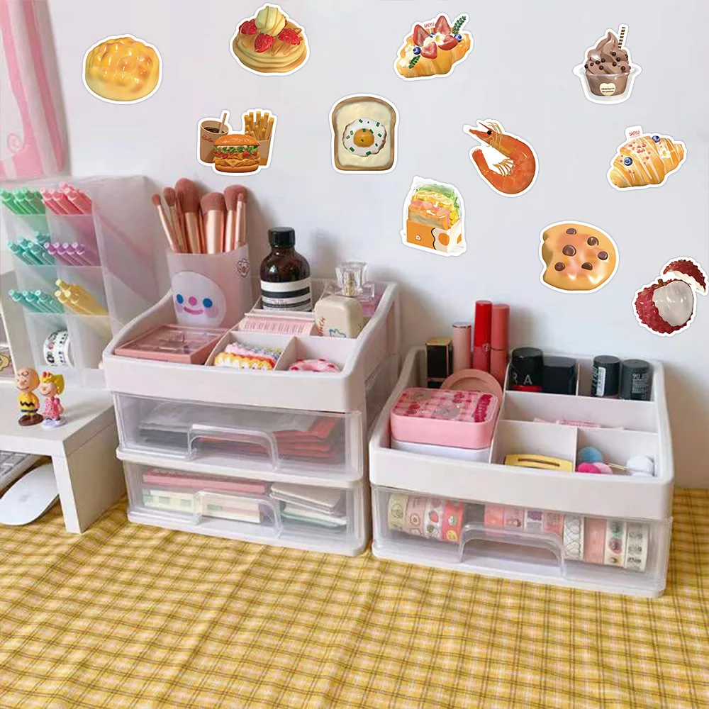 10/30/60PCS INS Style Donut Milk Food Cute Stickers Stationery Scrapbook Notebook Phone Diary DIY Waterproof Sticker Kid Toy