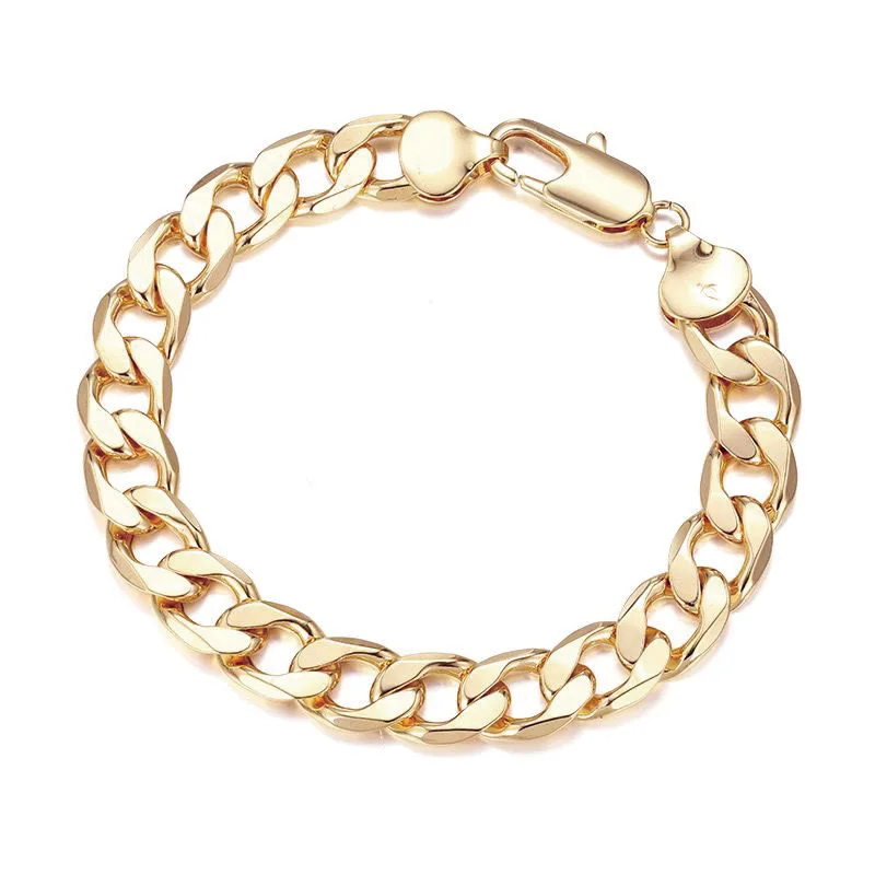 XP Jewelry -- ( 19.5 cm x 10 mm ) Classical Wide Figaro 1:1 Bracelets Necklaces For Men Women 18 k Gold PlatedFashion Jewelry