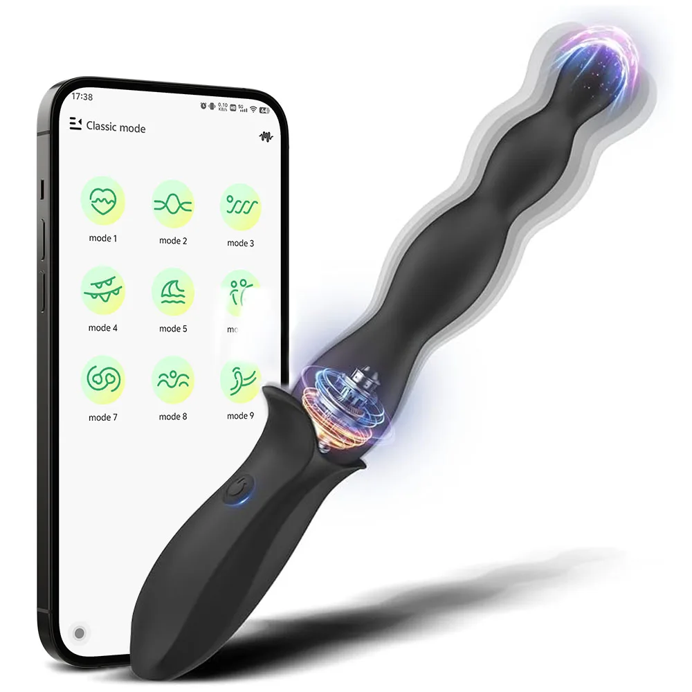 APP Vibrating Anal Beads Dual Motors G-Sport Clitoris Stimulator Butt Plugs  Silicone Plugs Dildo Sex toys For Men Women Adults