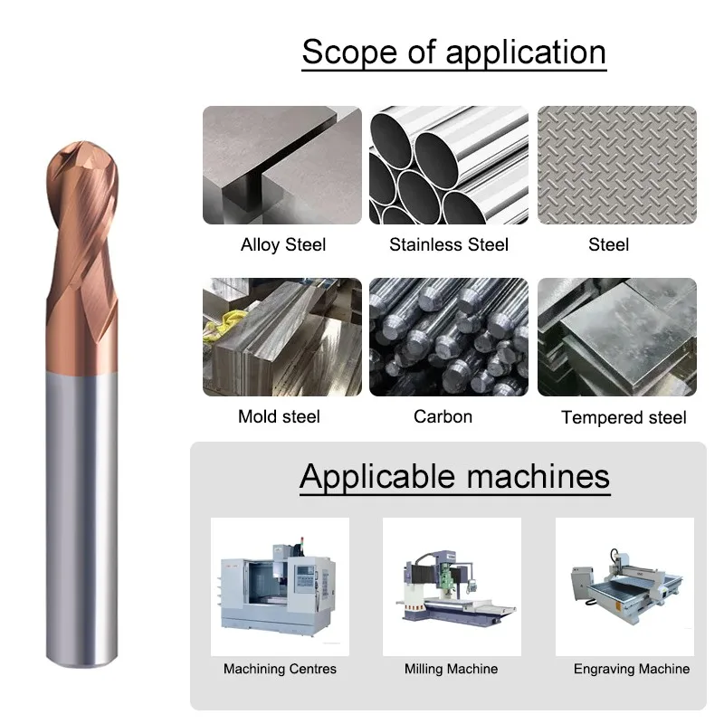 SHAZAM R0.5-R6.0mm 11-Piece-Set Tungsten Steel Ball Nose Milling Cutter HRC55 2-Flute End Mill CNC Machining Endmills Tools