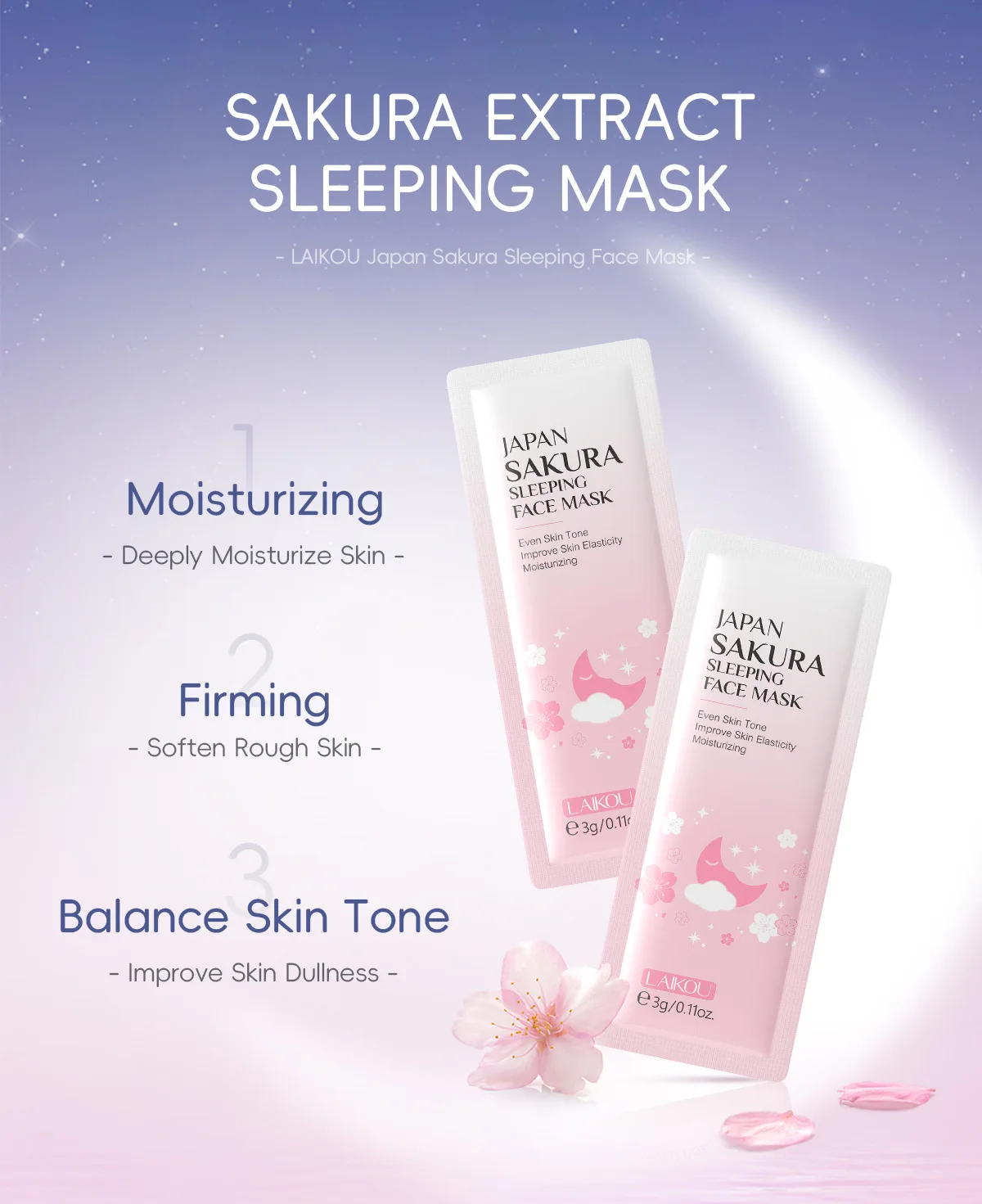 LAIKOU Moisturizing Facial Mask Hydrating Sleeping Face Sheet Masks Repairing & Nourishing Night Face Mask Skin Care 7pcs