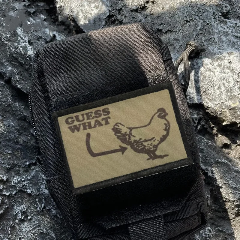 Guess What Morale Tactical Patch Funny Hen Printed Hook&Loop Patch Military Badge Armband Tactical Backpack Stickers