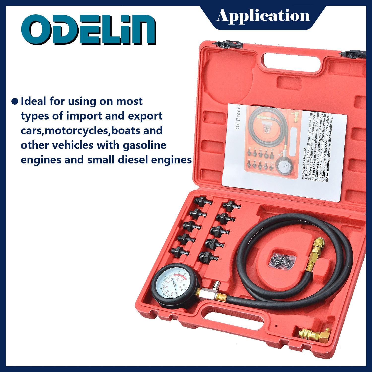 Motoroliedruktestkit Tester Lage oliewaarschuwingsapparaten Autogarage Gereedschap