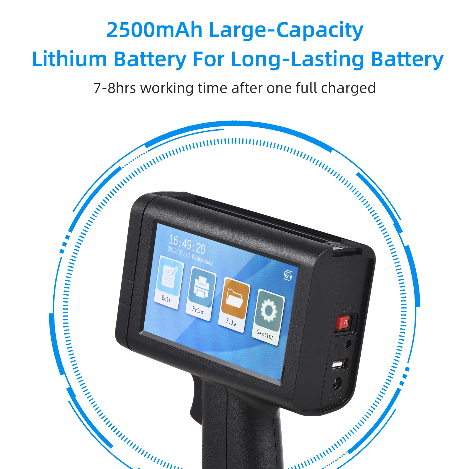 Mobile Inkjet Printer 4.3 Inch HD LED Touch Screen Handheld Inkjet Printer 4 Core CUP Portable Mobile Inkjet Printer 600DPI