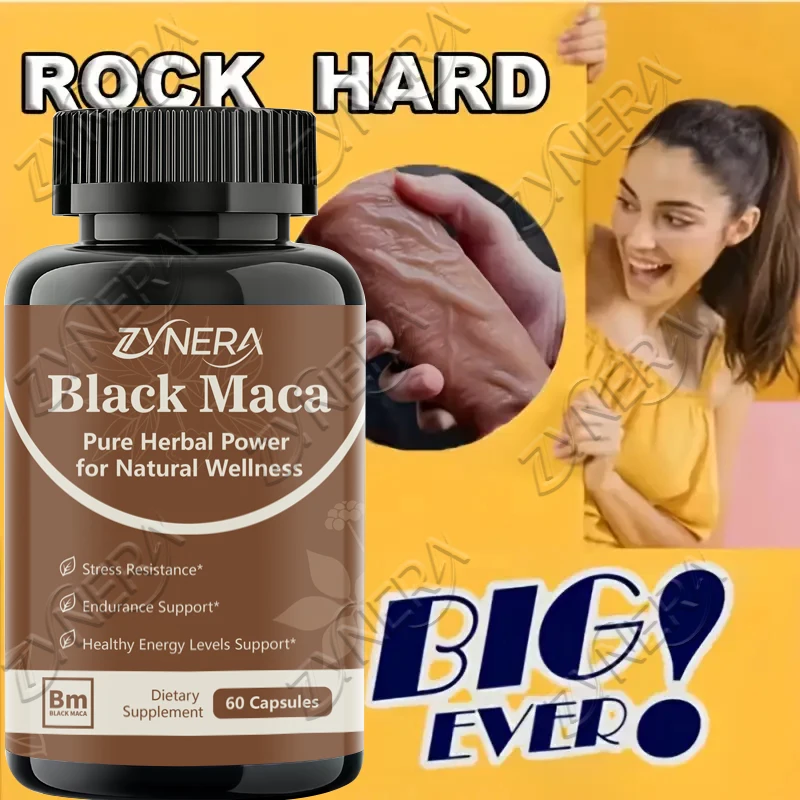 Potentes cápsulas de maca negra, testosterona, rendimiento masculino avanzado, resistencia dura de roca, ginseng de ostra Natural para los mejores beneficios