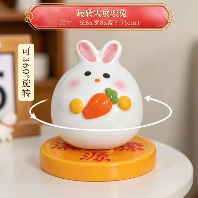 Rotatable Ceramic Lucky Cat, Cute Desk Ornament for Office Desks, Mood-calming Item for Workstations, Ideal Gift Option craft