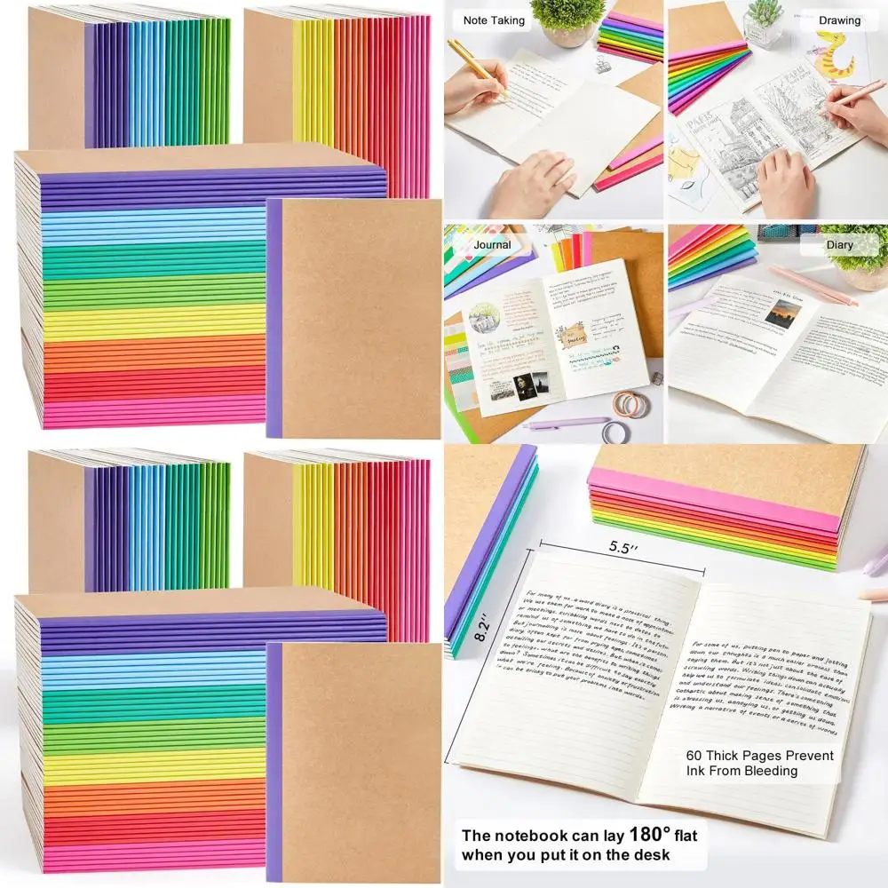 

Набор тетрадей формата А5: линованные и чистые, 60 страниц, в линейку, с радужной обложкой, для путешествий, для студенток