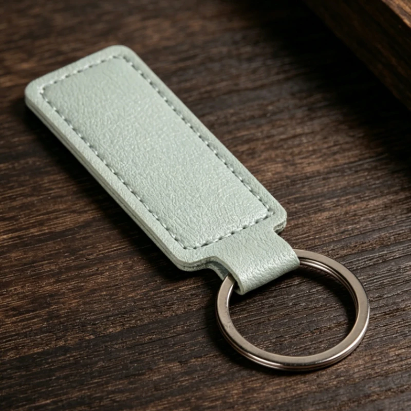 Custom Name Logo Rectangle PU Leather Keychain Laser Personalized Room Number Keyring Gift Bag for Her Cute Key Chain Ring