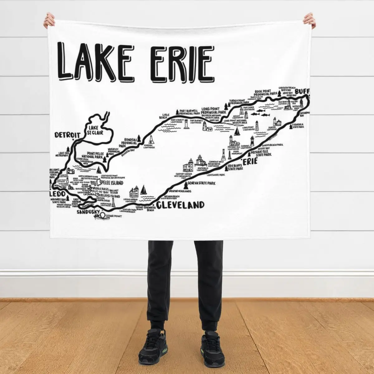 

Lake Erie Map Throw Blanket Sleeping Bag Quilt Thermal Blankets