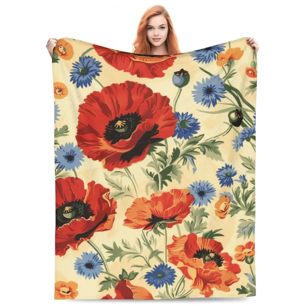

Blooming flowers Flannel Fleece Blanket Adult Children Soft Warm Throw Bed Covers Simple Solid Color Sofa Breathable