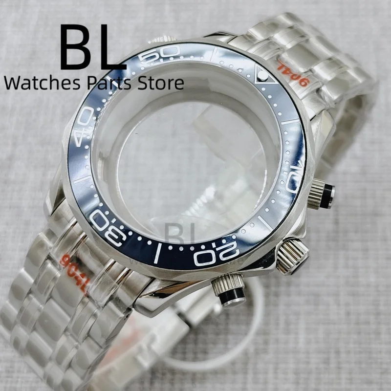 BLIGER 41mm Multy-functional Quartz Chronograph Watch Case Dial Hands Rotated Bezel Domed Sapphire Glass Fit VK63 VK 64 Movement