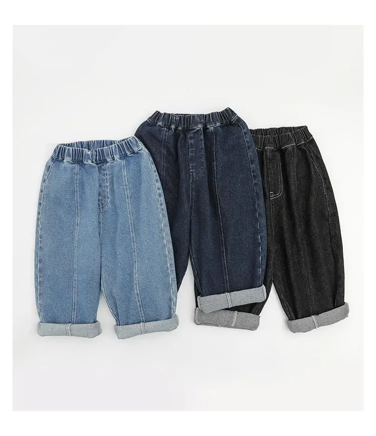 Retro style jeans spring and autumn new girls loose foreign style straight pants Korean version casual trousers